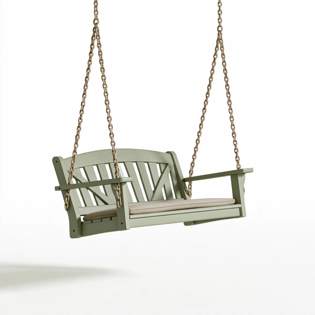 Dondolo da giardino 125 x 65 x 55 cm in legno verde salvia - panca sospesa classica