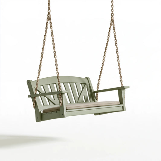 Dondolo da giardino 125 x 65 x 55 cm in legno verde salvia - panca sospesa classica