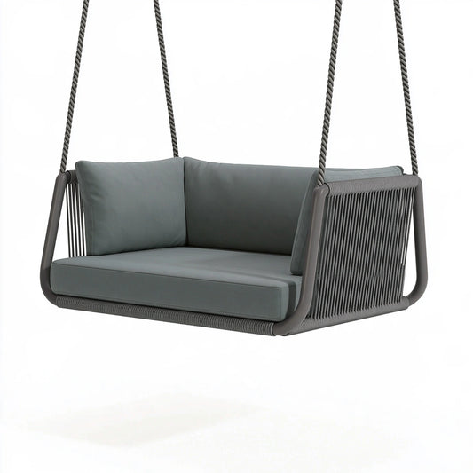 Divano sospeso 140 x 75 x 65 cm in corda e metallo grigio per esterno stile contemporaneo