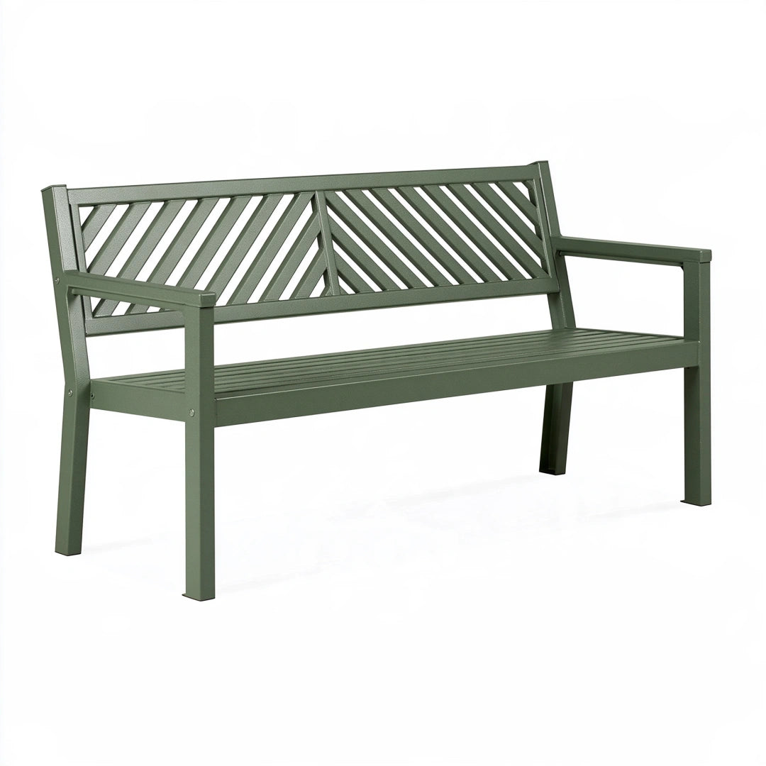 Panca da giardino 122 x 61 x 88 cm in metallo verde - seduta per esterni